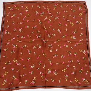 Guess Flower Pattern Brown Silk Square Scarf